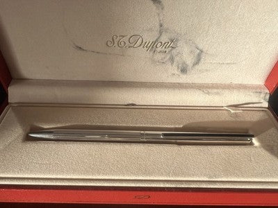 Dupont Silver Ballpoint Pen 925 Gold Plated Writes