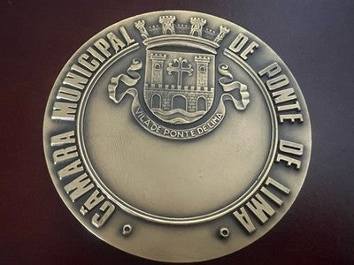 Medal Commemorative Bridge De Lima Bronze Cabral Antunes Large Vintage
