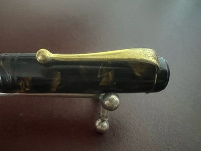 Pen Fountain Pen Black Star Celluloid Marmorata Pen Gold 14k Vintage