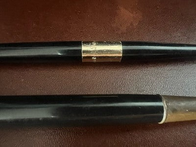 🔴 Penna stilografica stiloforo pennino ORO 14 KT M e sfera scrivania vintage