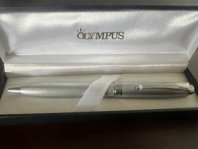 🔴 OLYMPUS penna sfera lacca cromata meccanismo a scatto scrive vintage