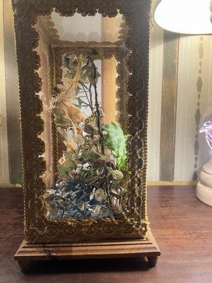 🔴 Madonna Miracoli ceroplastica angeli e ornamenti fiori con teca antica 1915