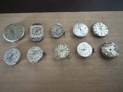 🔴 Meccanismi e quadranti orologi da polso donna vintage ricambi movimenti 10PZ