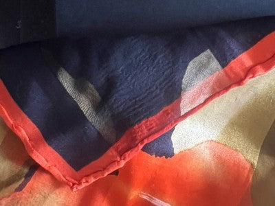 Balmain Foulard Woman Silk 85x88 CM Black with Flowers Rose with Box Vintage