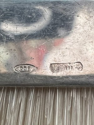 🔴 Spazzola da tavolo ARGENTO 800 massiccio con setole naturali vintage