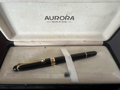 AURORA Pen 88 Mod 810 Black Resin Refill Roller Escribe Estuche 