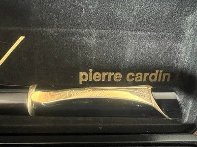 🔴 PIERRE CARDIN penna stilografica nera pennino laminato oro con astuccio NOS