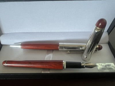 Stylo-Plume Stylo à Plume Argent 925 Et Bois Sphère Avec Cartouches Scrivino 