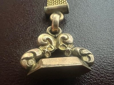 🔴 CATENA orologio tasca vittoriana con sigillo vergine pinchbeck antica 1800 N5