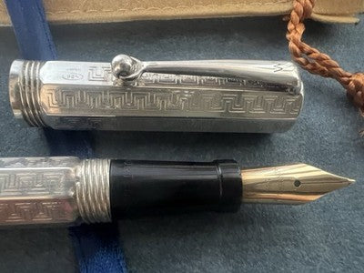 Montegrappa Pen Fountain Pen Silver 925 Reminiscence Greek Pen Gold NOS
