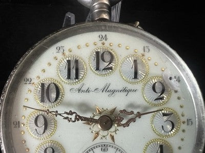 🔴 Orologio tasca ANTI MAGNETIQUE carrozza Ligne Droite manuale funziona vintage