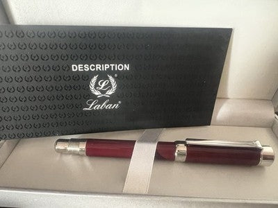 LABAN Pluma Estilográfica Britannia Laca Burdeos Plumín M Nueva NOS