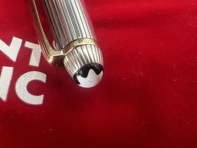 🔴 MONTBLANC Meisterstück Solitaire 164 Ballpoint Pen Solid Silver 925 SUPER 
