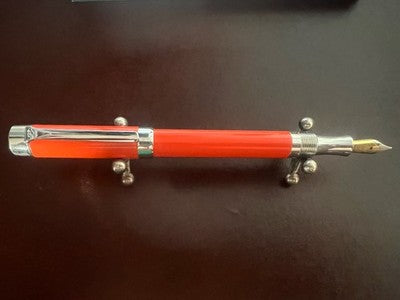 🔴 LABAN Britannia Füllfederhalter, orange Lackierung, M-Feder, neuwertig (NOS) 