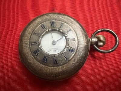 Montre Poche Argent 800 Oeil de Boeuf Fonctionne Seltener Vintage 