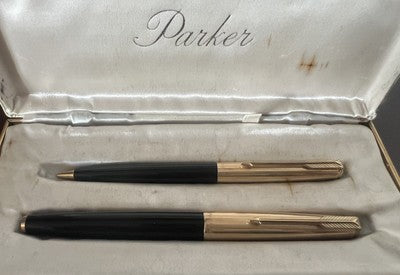 Parker Stylo-Plume Stylo à Plume 61 Flèche Doré Gravé Et Crayon Mécanique Cru 
