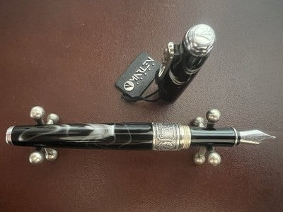 🔴 MARLEN penna stilografica Esercito Slim Edition resina Argento 925 garanzia