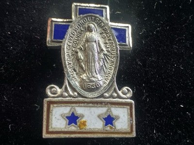 🔴 Madonna Miracolosa ARGENTO 925 bandiera USA WW2 spilla 2 GUERRA MONDIALE