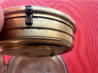 Montre Poche Argent 925 A Cane 3 Charnières Antique Londres 1870 Fonctionne