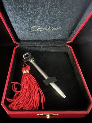 Cartier Stylo-Plume Sphère Plaqué Argent Mini Stylus Pendentif Rare Écrit
