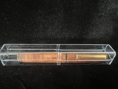 🔴 Penna stilografica LEGNO ornito pennino M placcato oro cappuccio a scatto