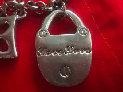 🔴 Bracciale LOVE LOVE braccialetto ciondoli charms metallo vintage