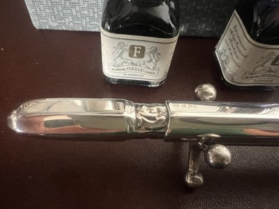 Rotes Ferrari-Füllfederhalter-Schreibset aus silbernem 925er Sterlingsilber mit Tinten 