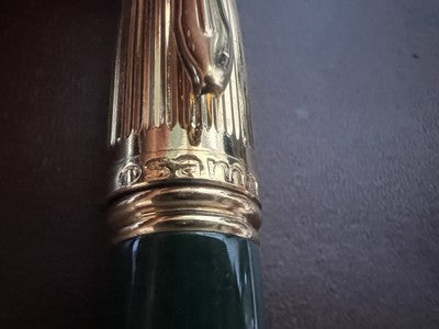 🔴 OSAMA penna stilografica mini da agenda lacca verde e dorata scrive vintage