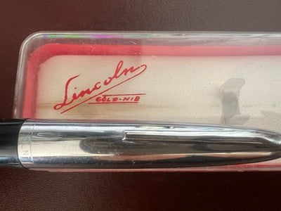 🔴 LINCOLN penna stilografica pistone pennino ORO 14k M scrive vintage 1960