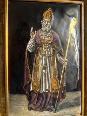 🔴 Quadro LIMOGES arte limosina smalti oro SAN NICOLA Bouasse Lebel Paris antico