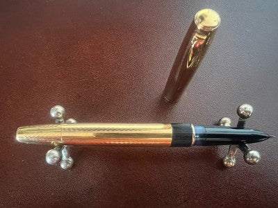 🔴 MONTEGRAPPA penna stilografica laminata a pistone pennino ORO 14KT M vintage