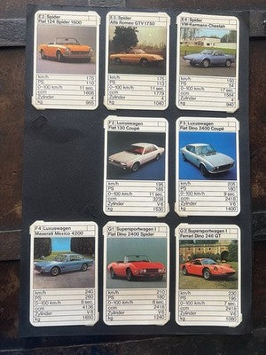 🔴 Vintage Car Quartett Supersportwagen Spider 14-TEILIGES Vintage-Kartenspiel 