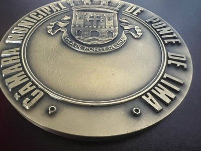 Médaille Commémorative Pont De Lima Bronze Cabral Antunes Large Vintage