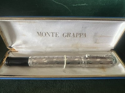 🔴 ELMO penna stilografica ARGENTO 800 retrattile Montegrappa funziona vintage