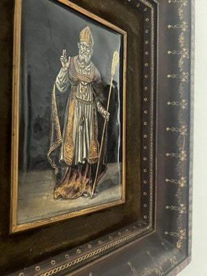 🔴 Quadro LIMOGES arte limosina smalti oro SAN NICOLA Bouasse Lebel Paris antico