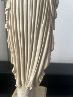 🔴 Griechische Göttinnenstatue, Marmorstaub, RB-verarbeitete Drapierungen, Höhe 44 cm, Italien, Vintage