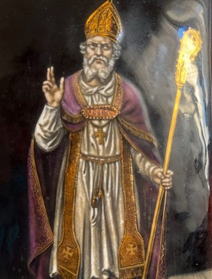 🔴 Quadro LIMOGES arte limosina smalti oro SAN NICOLA Bouasse Lebel Paris antico