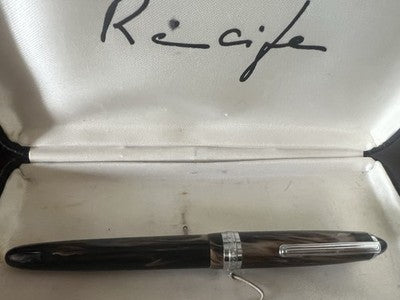 RECIFE Stylo À Plume Marbré À Piston Profils Chromés Jamais Utilisé