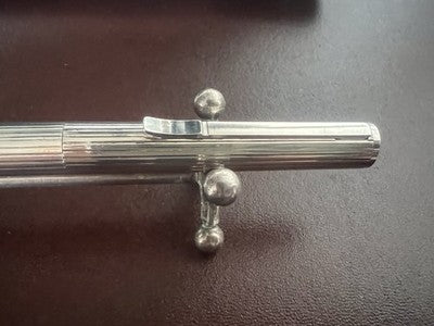🔴 AURORA penna stilografica Hastil ARGENTO MASSICCIO 925 pennino ORO bianco M