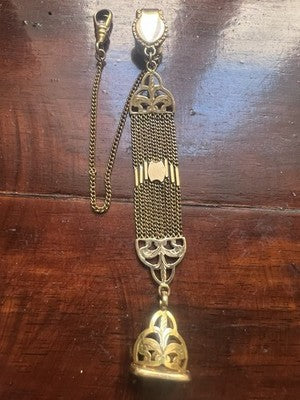 Chaîne Montre Poche Victorienne Chatelaine Joint Pinchbeck Antique 1800 N.2