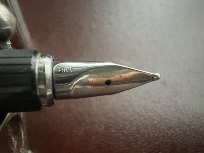🔴 AURORA penna stilografica Hastil ARGENTO MASSICCIO 925 pennino ORO bianco M
