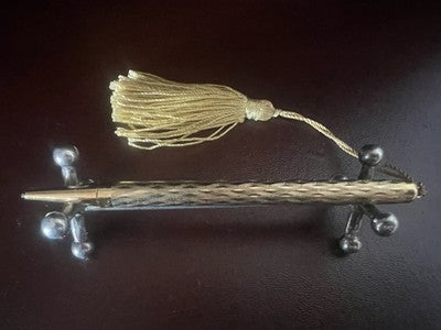 🔴 MONTEGRAPPA matita guilloché rombi placcata oro con fiocco portamine vintage