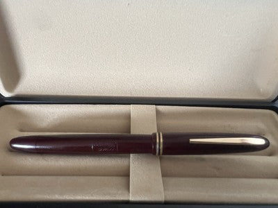 🔴 MILL FRANCE celluloid fountain pen burgundy F writes vintage '50 
