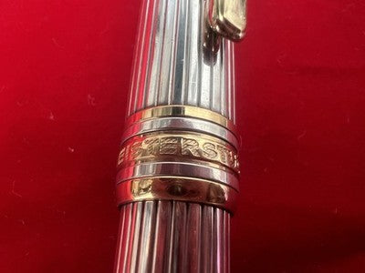 🔴 MONTBLANC Meisterstück Solitaire 164 Ballpoint Pen Solid Silver 925 SUPER 