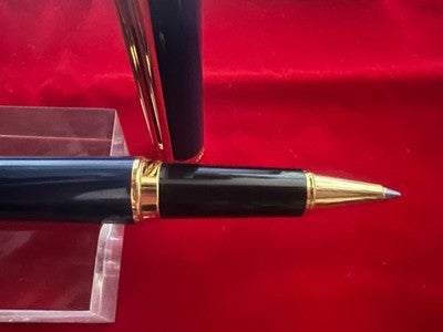 Montblanc Sphere Noblesse Oblige Blue Roller Trim Plated Gold With Pencil Case