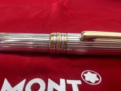 🔴 MONTBLANC Meisterstück Solitaire 164 Ballpoint Pen Solid Silver 925 SUPER 