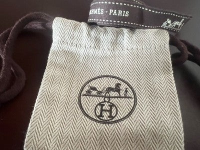 🔴 HERMES sacca gioiello accessori anti polvere L8 h 9 cm tessuto lacci e nastro