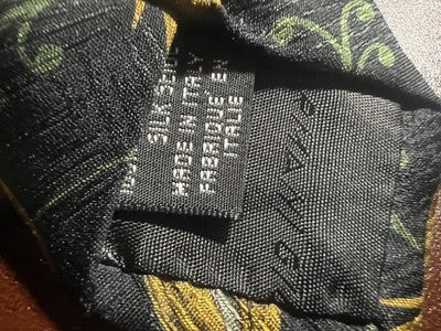 🔴 GIORGIO ARMANI cravatta uomo seta fantasia oro verde nero vintage