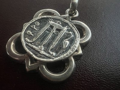 Pendentif GERARDO SACCO Argent 925 Masques & Pièces Avec Médaille Vintage