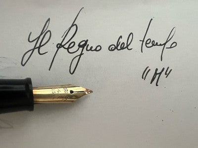 🔴 Penna stilografica stiloforo pennino ORO 14 KT M e sfera scrivania vintage